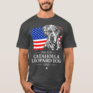 Proud Catahoula Leopard Dog Dad American Flag T-shirt