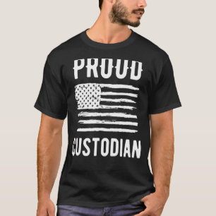 Proud Custodian Professional American Flag T-shirt