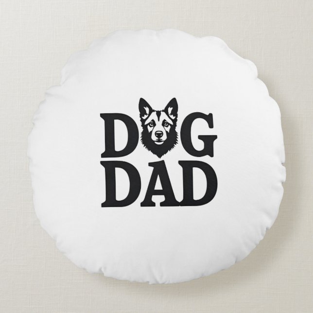Proud Dog Dad Apparel & Accessories Rond Kussen (Voorkant)