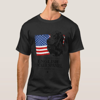 Proud English Cocker Spaniel Mam American Flag Pat T-shirt