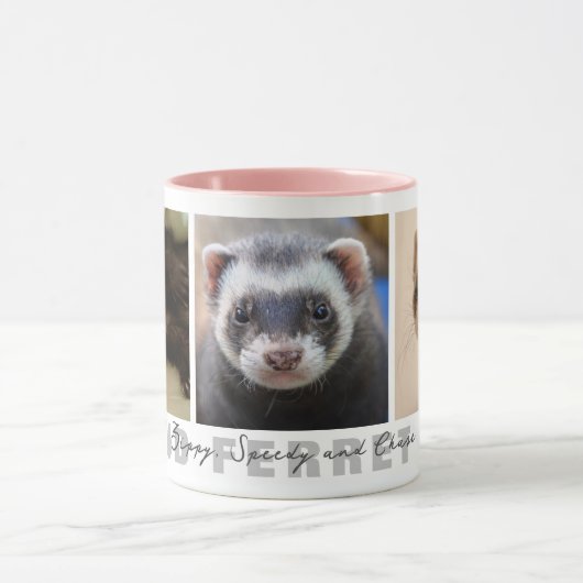 Proud Ferret Ma Custom 3 Photo Collage Mok (Midden)