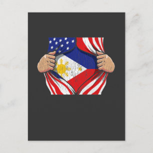 Proud Filipino Roots American Filippijnse vlag Briefkaart