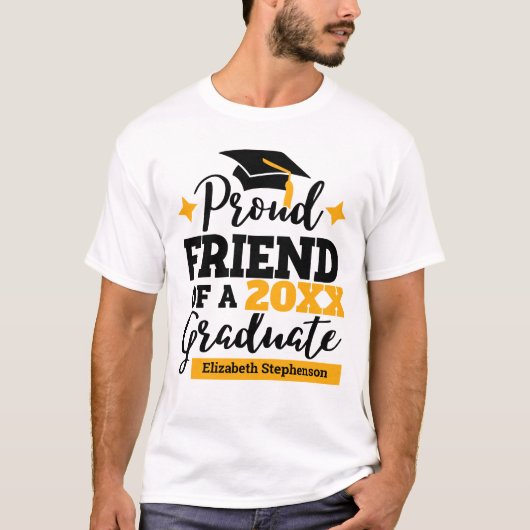 Proud Friend 2022 afstuderen de zwarte goudkleurig T-shirt (Voorkant)