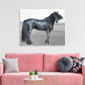 Proud Friesian zwarte hengst Canvas Afdruk (Insitu (Woonkamer))
