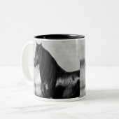 Proud Friesian zwarte hengst Tweekleurige Koffiemok (Voorkant links)