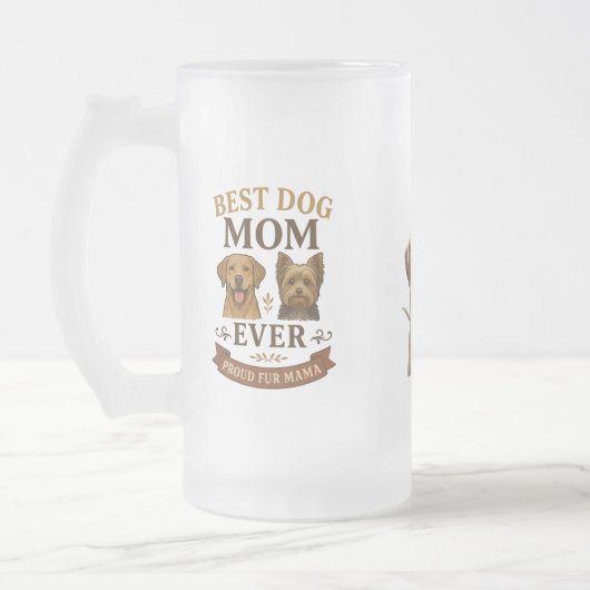 Proud Fur Mama Gift met Labrador en Yorkie 16oz Matglas Bierpul (Links)