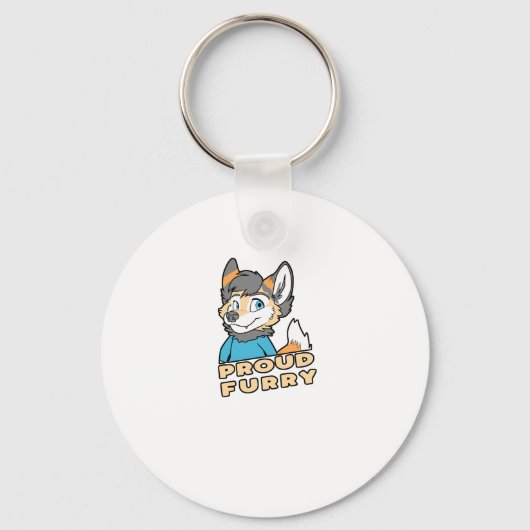 Proud Furry Cute Funny Furry Fandom Fursuit Gift Sleutelhanger (Voorkant)