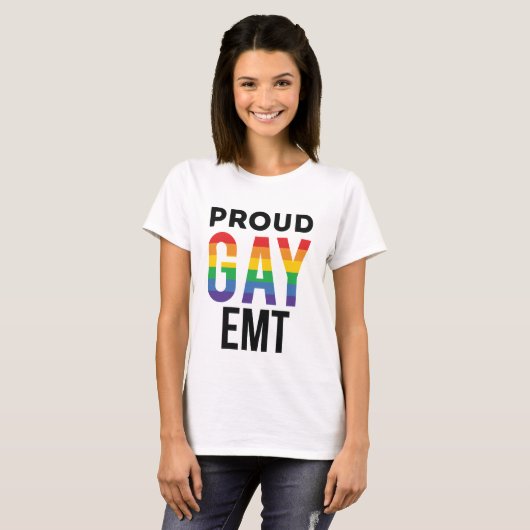 Proud Gay EMT Emergency Medical Technicus T-shirt (Voorkant volledig)
