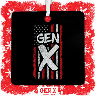 Proud Gen Xer Generation X Amerikaanse vlag Gen X Metalen Ornament