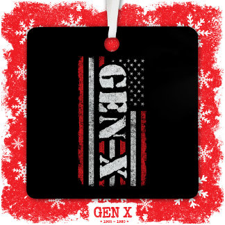 Proud Generation X Gen Xer Amerikaanse vlag Gen X Metalen Ornament