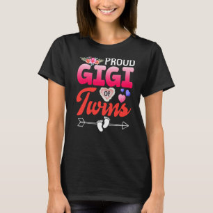 Proud Gigi of Twins Floral Grandma Happy Mots T-shirt