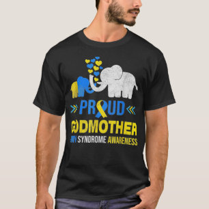 Proud Godmoeder Down Syndrome Awareness Blue Yello T-shirt
