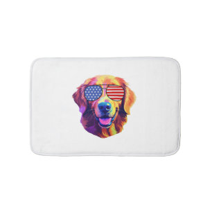 Proud Golden Retriever Amerikaanse vlag zonnebril Badmat