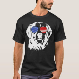 Proud Golden Retriever Amerikaanse vlag zonnebril T-shirt