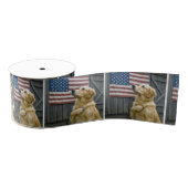Proud Golden Retriever With American Flag Grosgrain Lint (Spoel)