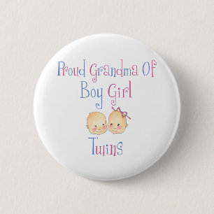 Proud Grandma of Boy Girl Twins Ronde Button 5,7 Cm