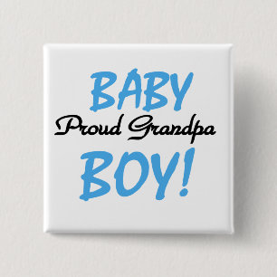 Proud Grandpa Baby Boy Tshirts and Gifts Vierkante Button 5,1 Cm