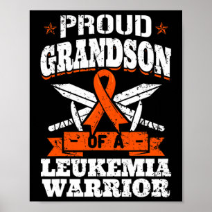 Proud Grandson of a Leukemia Warrior Awareness Blo Poster