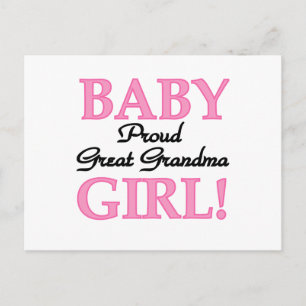 Proud Great Grandma Baby Girl-overhemden en -cadea Briefkaart