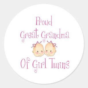 Proud Great Grandma of Girl Twins Ronde Sticker