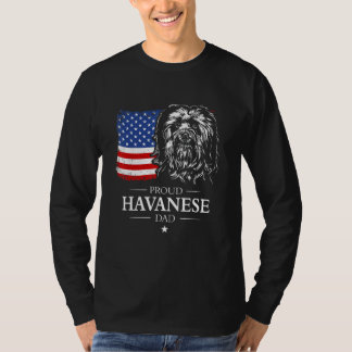 Proud Havanese Dad American Flag Patriotic Dog T-shirt