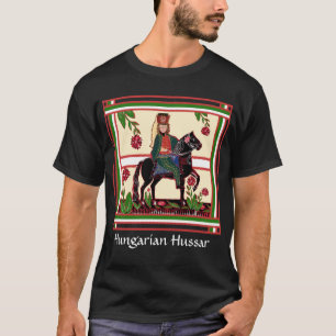 Proud Hungarian Hussar op een Black Horse Folk Art T-shirt