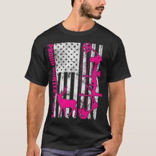 Proud Hunter's vrouw Amerikaanse vlag jager Deer T-shirt