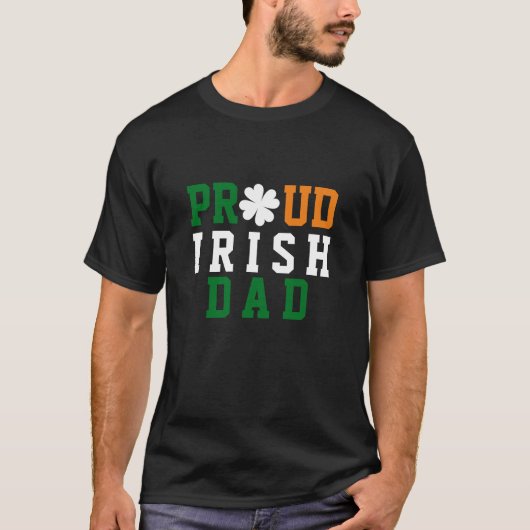 Proud Irish Dad Shamrock Clover Vaderdag T-shirt (Voorkant)