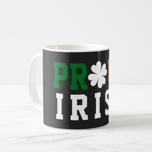 Proud Irish Shamrock Lucky Clover Quote St Paddy Koffiemok (Voorkant links)