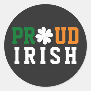 Proud Irish Shamrock Lucky Clover Quote St Paddy Ronde Sticker
