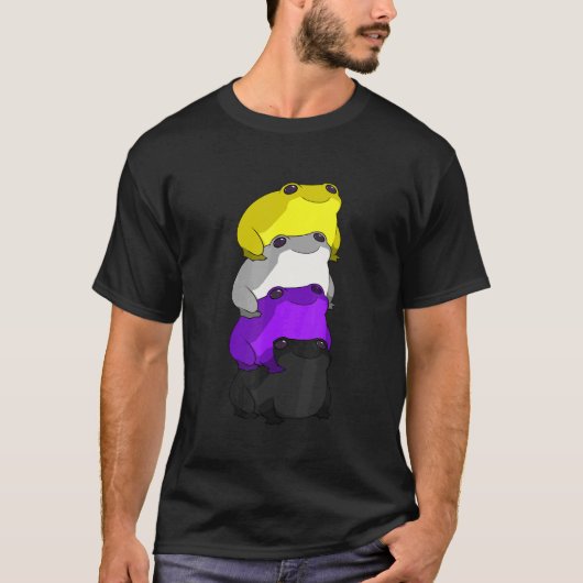 Proud LGBT de nonbinary Pride vlag Kikker T-shirt (Voorkant)