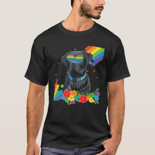 Proud LGBT Gay Black Labrador Dog Pride Flag T-shirt