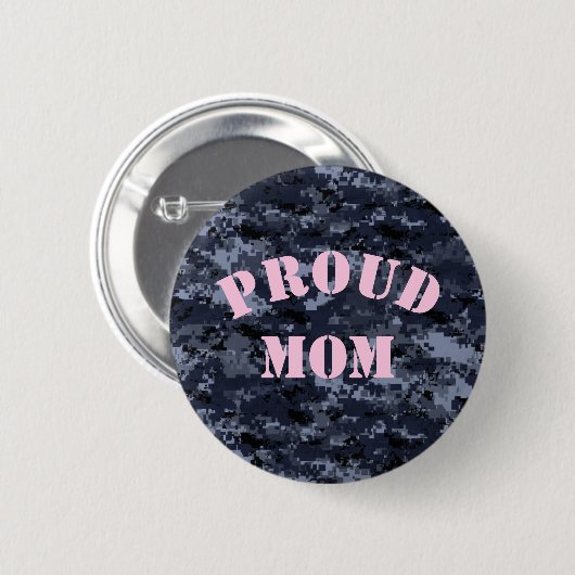 Proud Mam U.S. Army Blue Camouflage Button (Voorkant /achterkant)