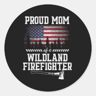 Proud Mam Wildland brandweerman Ronde Sticker