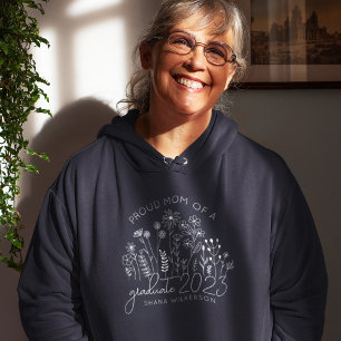 Proud mama Afstuderen blooming Wildflower Modern Hoodie