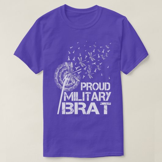 Proud Militaire Brat Militaire Kindmaand Paars omh T-shirt (Design voorkant)