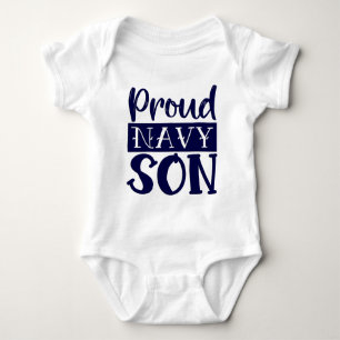 Proud Navy Son Baby Bodysuit