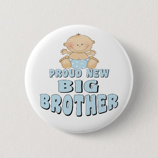 Proud New Big Brother Boy Ronde Button 5,7 Cm (Voorkant)