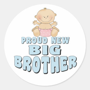 Proud New Big Brother Girl Ronde Sticker
