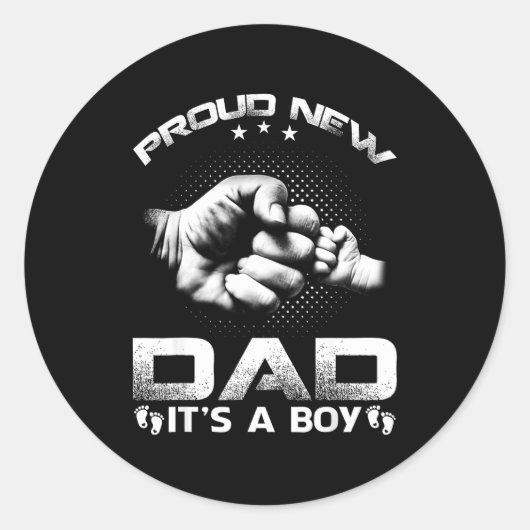Proud New Dad It's A Boy  Ronde Sticker (Voorkant)