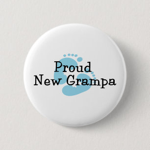 Proud New Grampa Baby Footprint Ronde Button 5,7 Cm