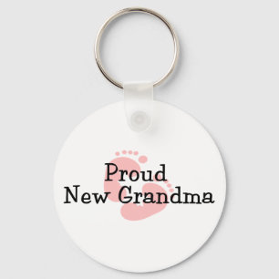 Proud New Grandma Baby Girl Footprint Sleutelhanger