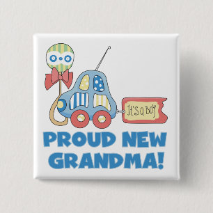 Proud New Grandma-It's a Boy Tshirts and Gifts Vierkante Button 5,1 Cm