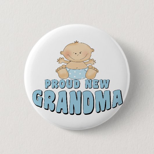 PROUD NEW Grandma T-Shirt Ronde Button 5,7 Cm (Voorkant)