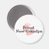 Proud New Grandpa Baby Girl Footprint Magneet (Voorkant / Achterkant)