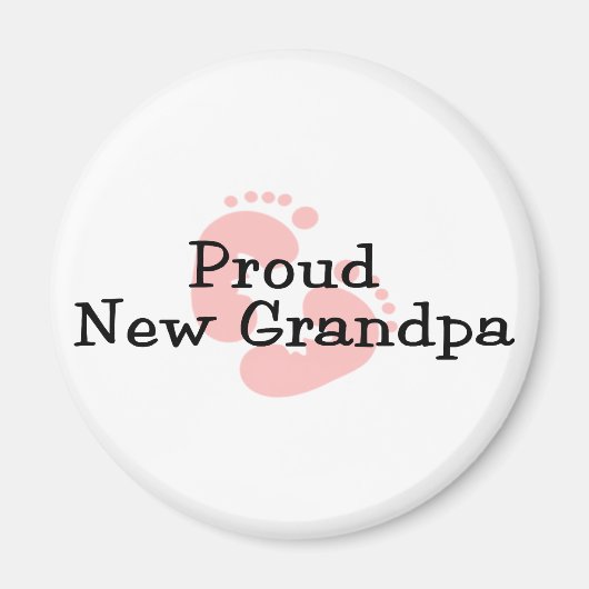 Proud New Grandpa Baby Girl Footprint Magneet (Voorkant)