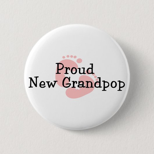 Proud New Grandpop Baby Girl Footprint Ronde Button 5,7 Cm (Voorkant)