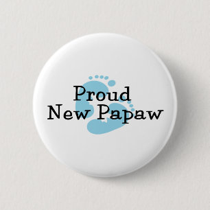 Proud New Papaw Baby Footprint Ronde Button 5,7 Cm