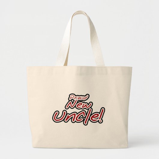 Proud New Uncle - Rode en zwarte tekst Grote Tote Bag (Voorkant)