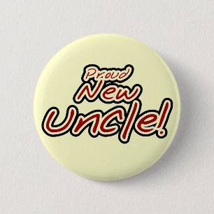 Proud New Uncle - Rode en zwarte tekst Ronde Button 5,7 Cm